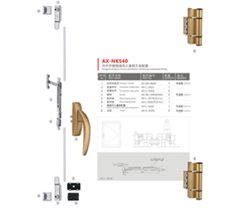 AX-NK540 内平开窗微通风儿童锁五金配置